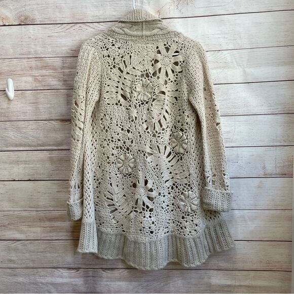 ANTHROPOLOGIE ANGEL OF THE‎ NORTH CROCHET LAMBSWOOL SWEATER - Picture 7 of 9